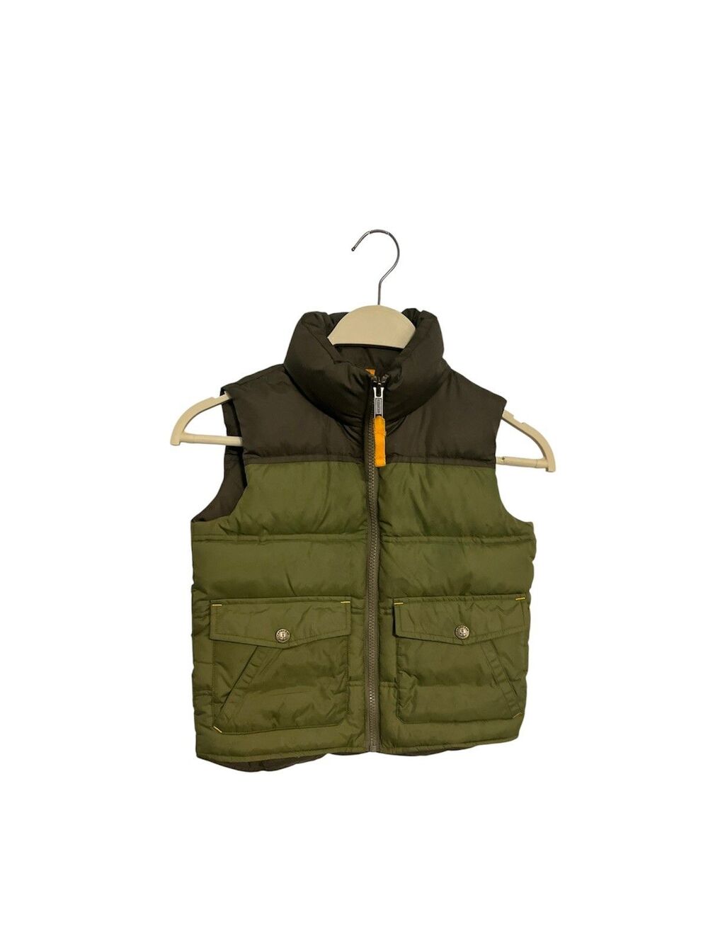 Lands End Boys Puffer Vest Jacket Olive Green Sz Small (4)